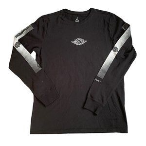 Air Jordan Nike Wings Men's Black Long Sleeve T-Shirt Graphic Logo Size Large